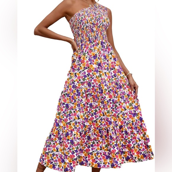 BTFBM Dresses & Skirts - Colorful Floral One-Shoulder Dress